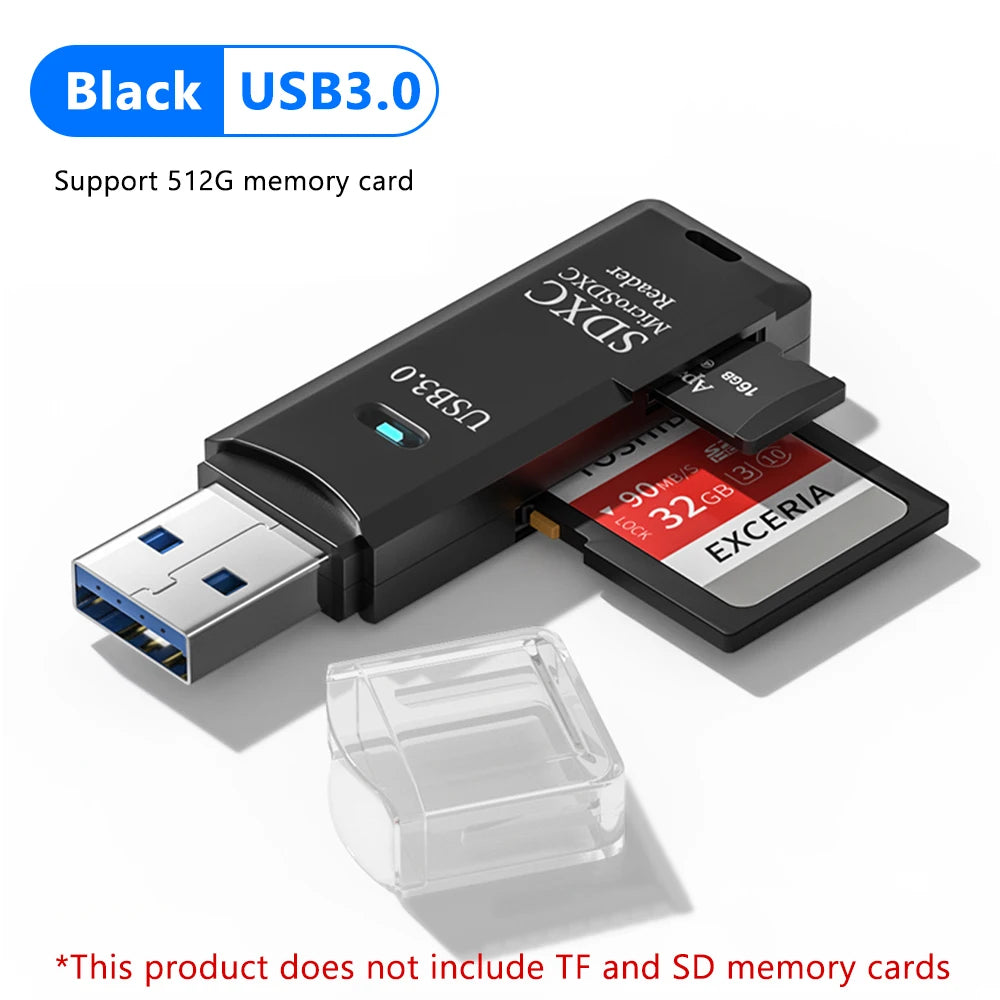 Lecteur de carte USB 3.0 2 en 1, lecteur de carte Micro TF sd, adaptateur usb, lecteur de cartes haute vitesse, carte mémoire TF pour PC, accessoires pour ordinateur portable