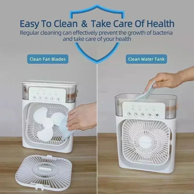 Nouveau 3 en 1 ventilateur climatiseur ménage Mini refroidisseur d'air LED veilleuse Portable humidificateur réglage de l'air ventilateur bureau maison ventilateur