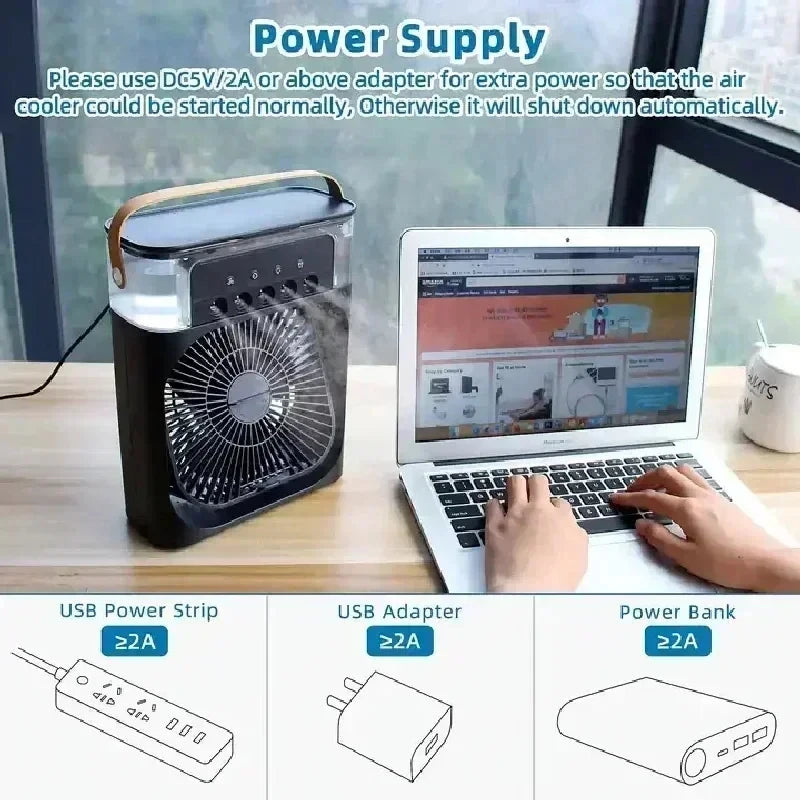 Nouveau 3 en 1 ventilateur climatiseur ménage Mini refroidisseur d'air LED veilleuse Portable humidificateur réglage de l'air ventilateur bureau maison ventilateur