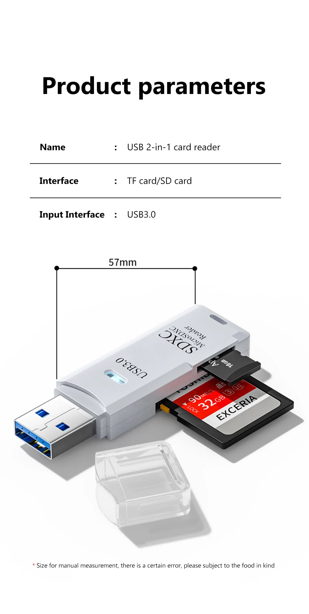 Lecteur de carte USB 3.0 2 en 1, lecteur de carte Micro TF sd, adaptateur usb, lecteur de cartes haute vitesse, carte mémoire TF pour PC, accessoires pour ordinateur portable