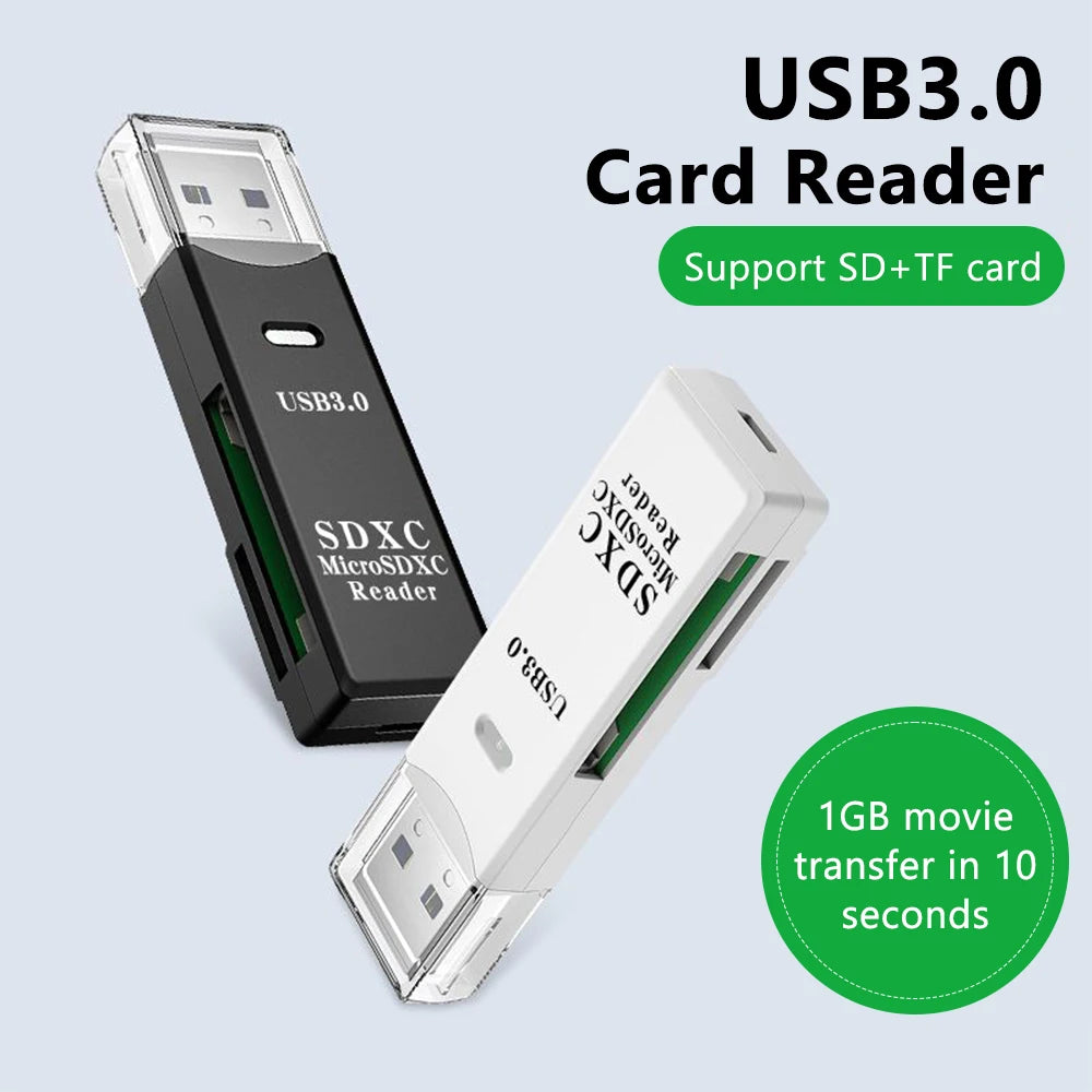Lecteur de carte USB 3.0 2 en 1, lecteur de carte Micro TF sd, adaptateur usb, lecteur de cartes haute vitesse, carte mémoire TF pour PC, accessoires pour ordinateur portable