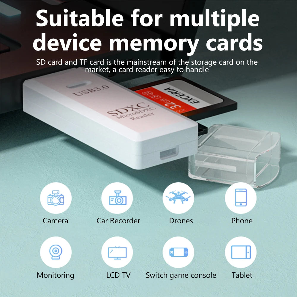 Lecteur de carte USB 3.0 2 en 1, lecteur de carte Micro TF sd, adaptateur usb, lecteur de cartes haute vitesse, carte mémoire TF pour PC, accessoires pour ordinateur portable