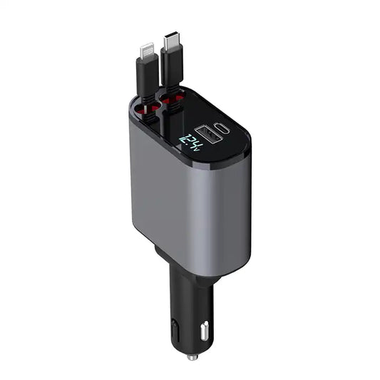 Ultra Fast Charging Five in One USB Car Phone Charger with Intelligent Digital Display and Dual PD Ports for Voltage Display
