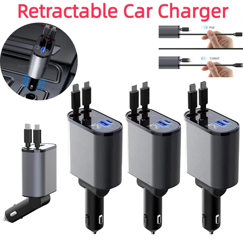 Ultra Fast Charging Five in One USB Car Phone Charger with Intelligent Digital Display and Dual PD Ports for Voltage Display