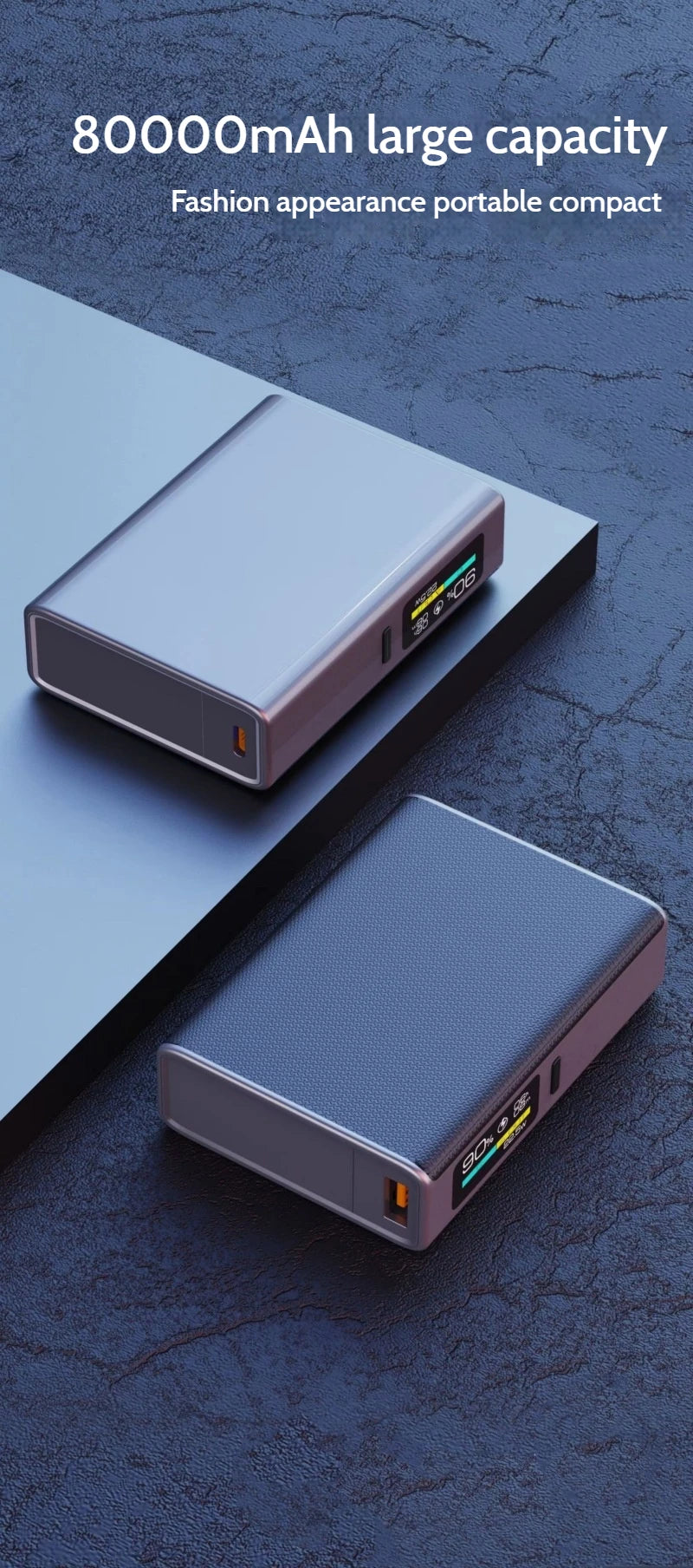 Batterie externe à Charge Super rapide 22.5W, 80000mAh, grande capacité PD20w, Charge rapide bidirectionnelle Qc3.0, alimentation Mobile pour Xiaomi iPhone
