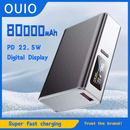 Batterie externe à Charge Super rapide 22.5W, 80000mAh, grande capacité PD20w, Charge rapide bidirectionnelle Qc3.0, alimentation Mobile pour Xiaomi iPhone